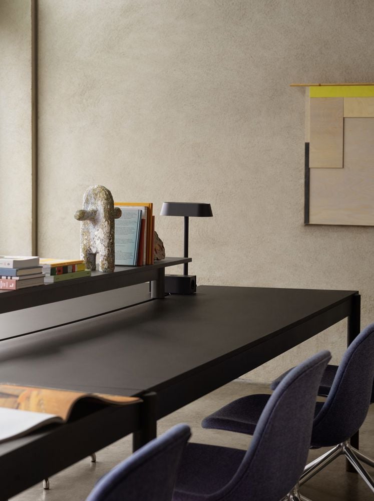 linear system config 1 black black tray 170 mounted lamp table power outlet black fiber side swivel alu sabi 631 muuto org