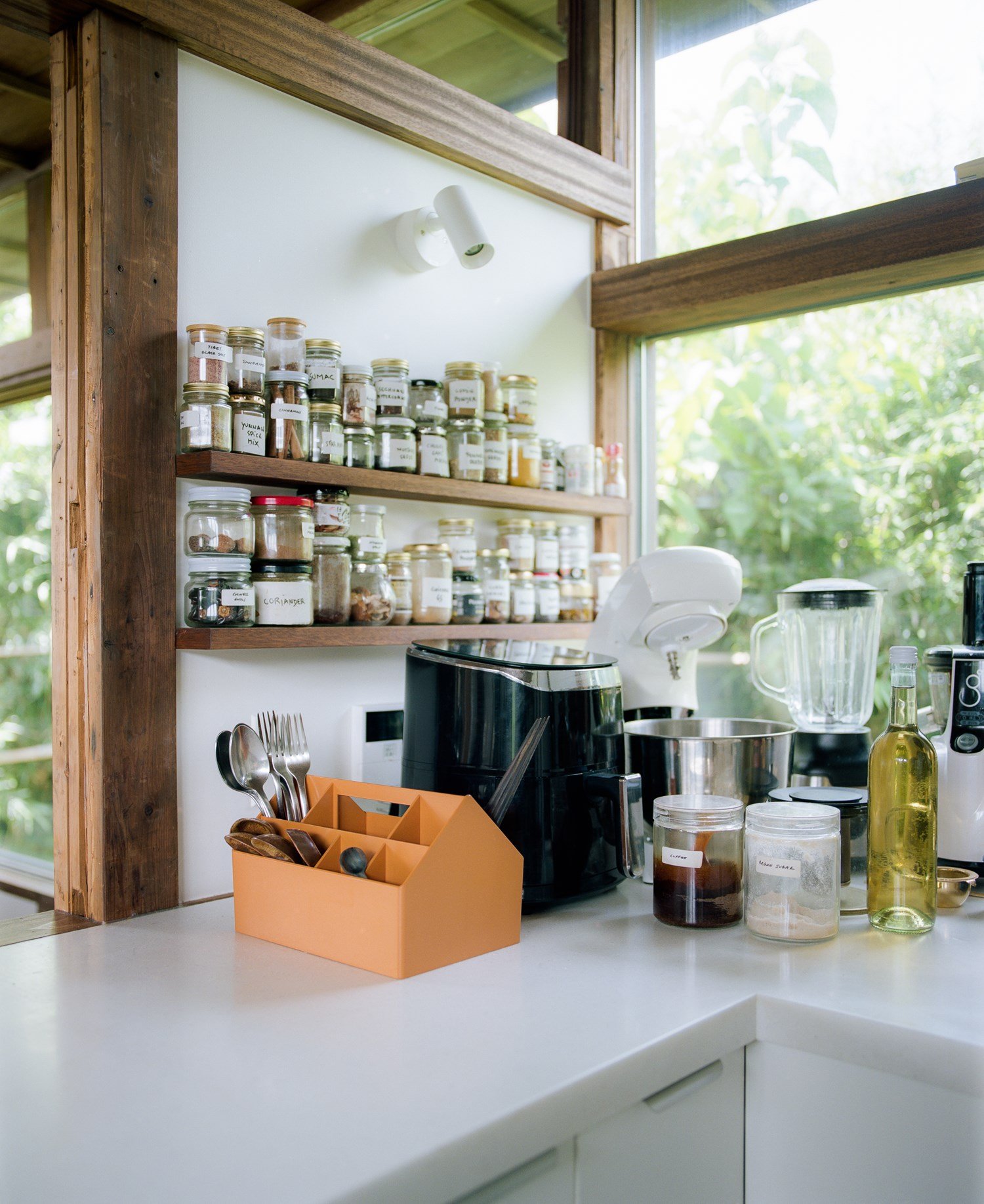 Kitchen counter with various jars, cooking utensils inside the Sketch Toolbox.  Kitchen counter with various jars, cooking utensils inside the Sketch Toolbox.