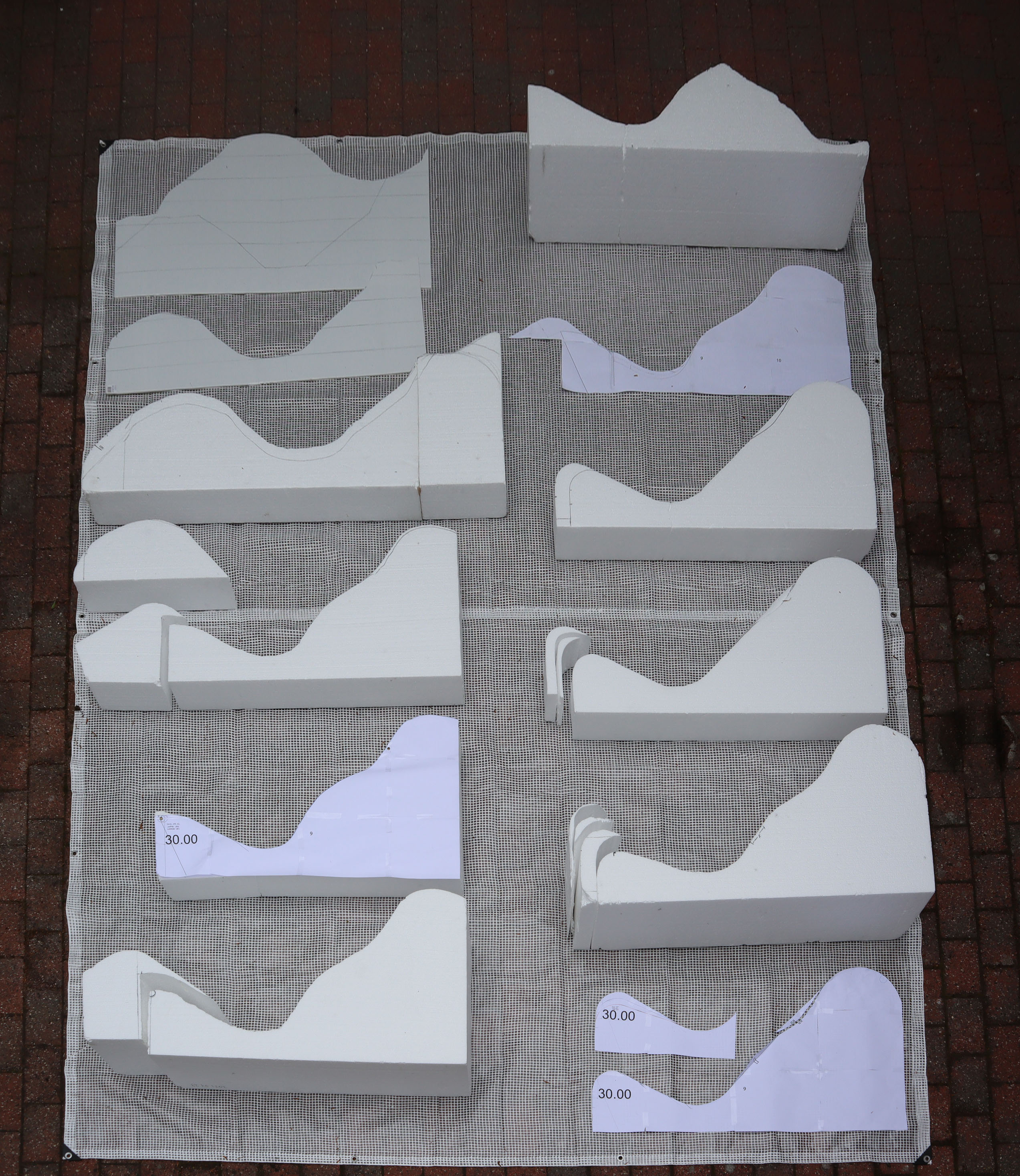 Prototype models for the Dream View Bench by Lise Vester, displayed together to illustrate the development of form and proportion throughout the design process.