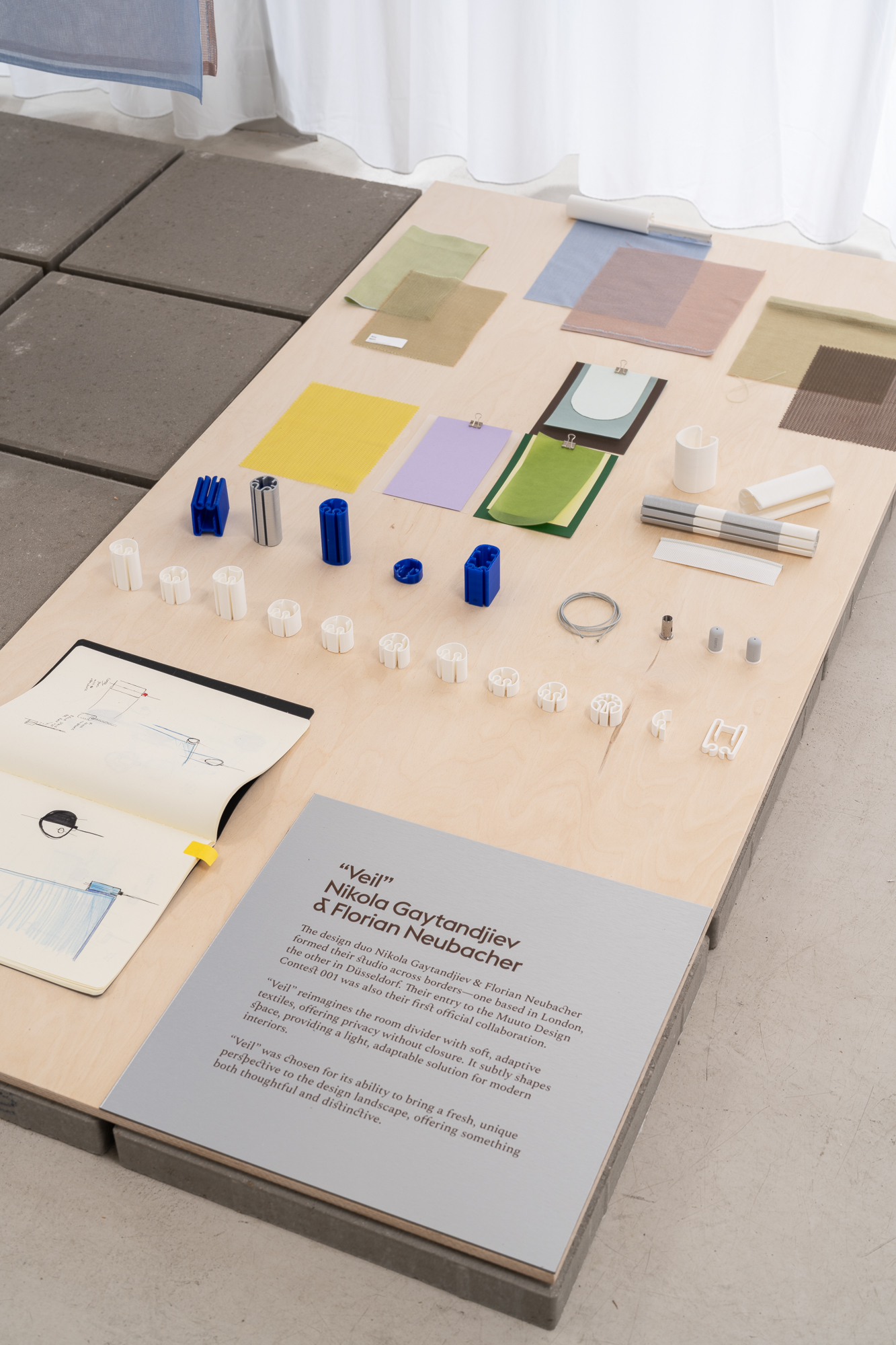 The winning products of Muuto’s Design Contest 001 are displayed in a thoughtfully styled setting, inviting visitors to explore and learn more about their design stories.