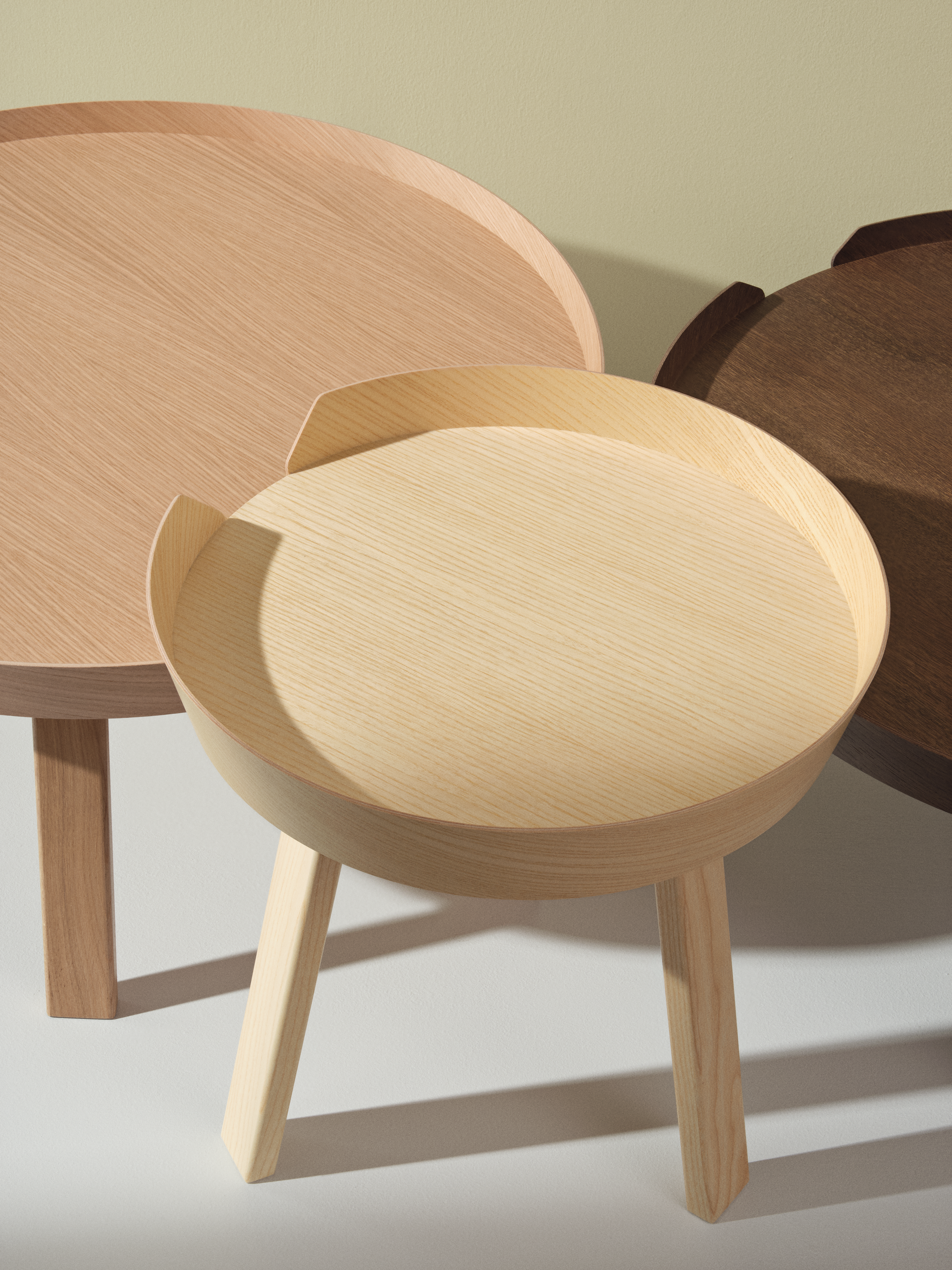 Minimalistic image of the Muuto Around Coffee Table highlighting its clean lines, circular form, and simple wood construction.
